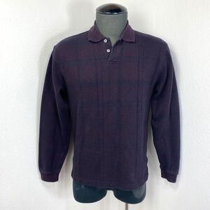 Van Heusen Deep Dark Plum Pullover Henley Shirt Med Thick Soft Cotton Blend
